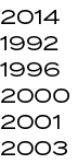 2014 1992 1996 2000 2001 2003 