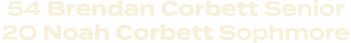 54 Brendan Corbett Senior 20 Noah Corbett Sophmore