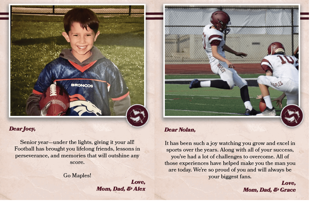 Dear Nolan, It has been such a joy watching you grow and excel in sports over the years. Along with all of your succe...