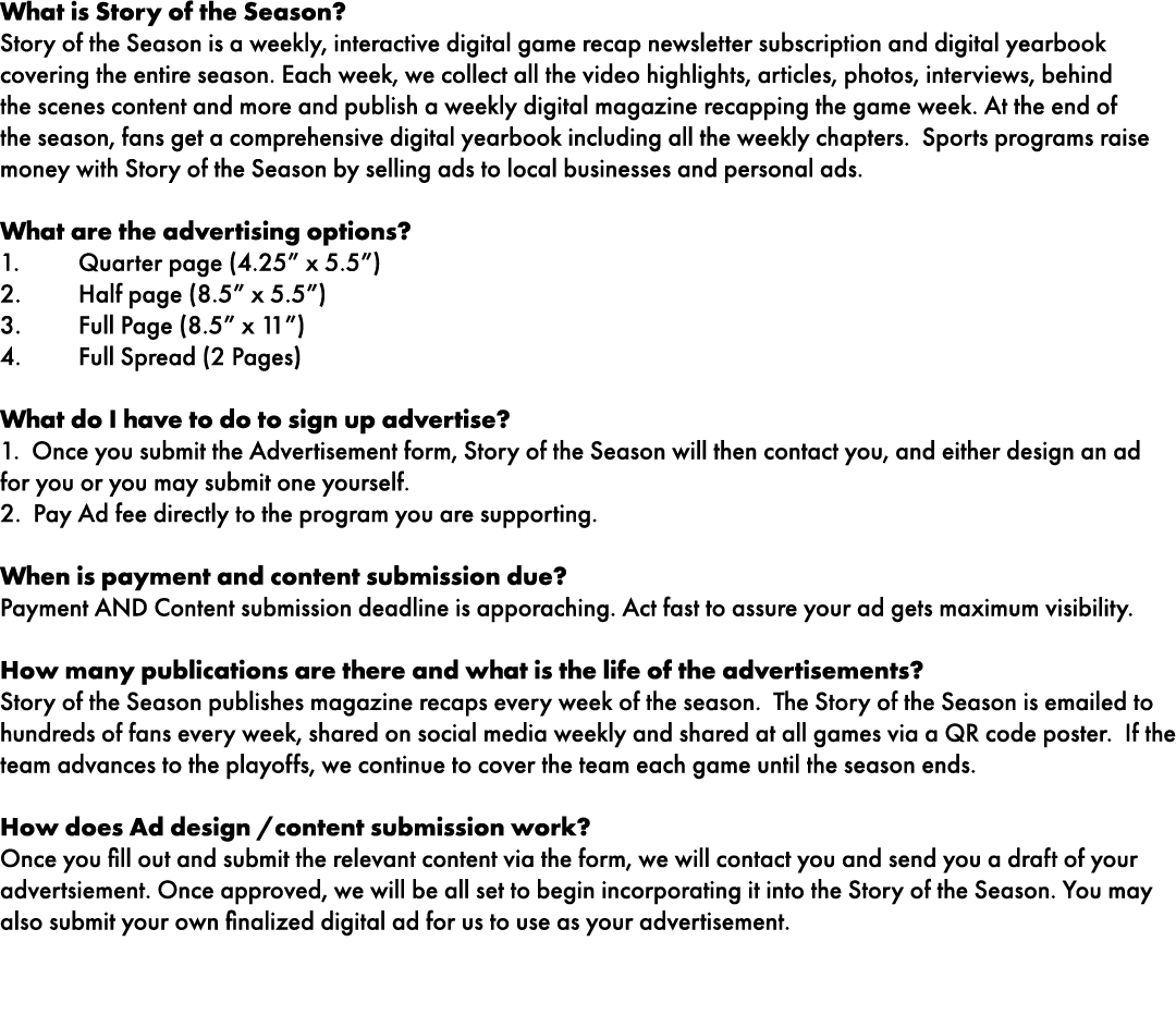 What is Story of the Season? Story of the Season is a weekly, interactive digital game recap newsletter subscription ...