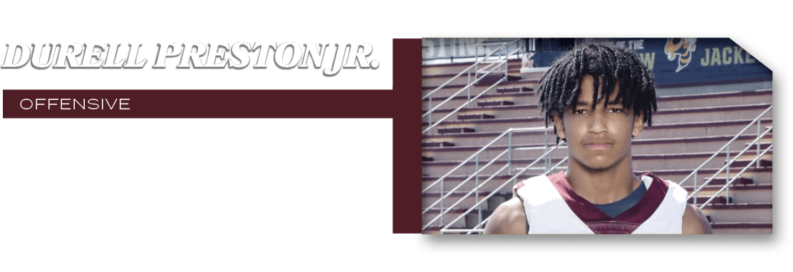 OFFENSIVE,12 carries, 110 yards, 1 TD,Durell Preston Jr
