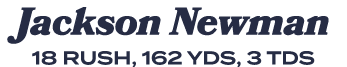 Jackson Newman 18 rush, 162 yds, 3 TDS