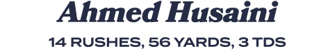 Ahmed Husaini 14 rushes, 56 yards, 3 TDs
