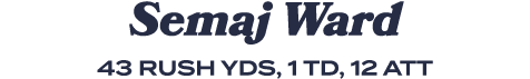 Semaj Ward 43 rush yds, 1 td, 12 att