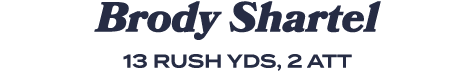 Brody Shartel 13 rush yds, 2 att