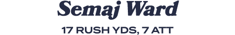Semaj Ward 17 RUSH YDS, 7 ATT