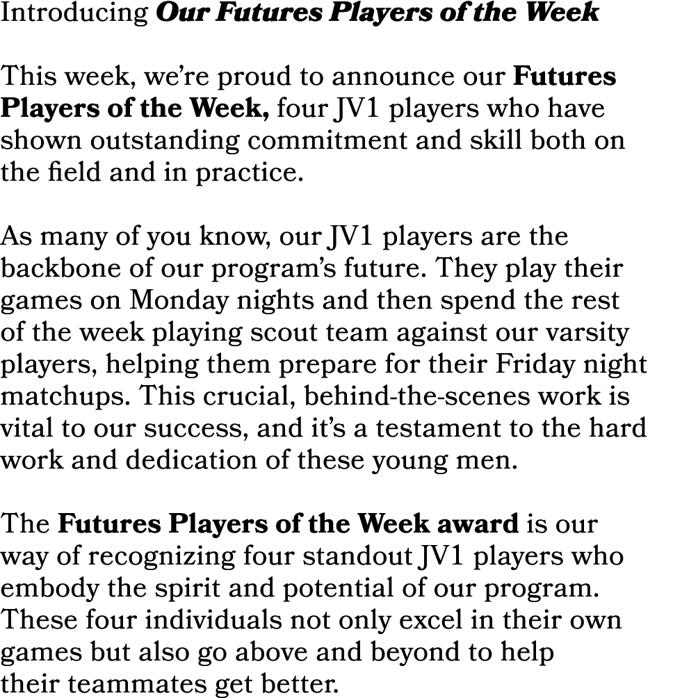 Introducing Our Futures Players of the Week This week, we’re proud to announce our Futures Players of the Week, four ...