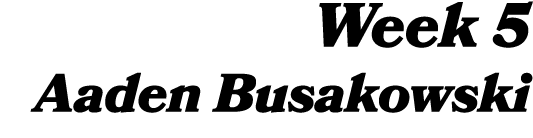 Week 5 Aaden Busakowski