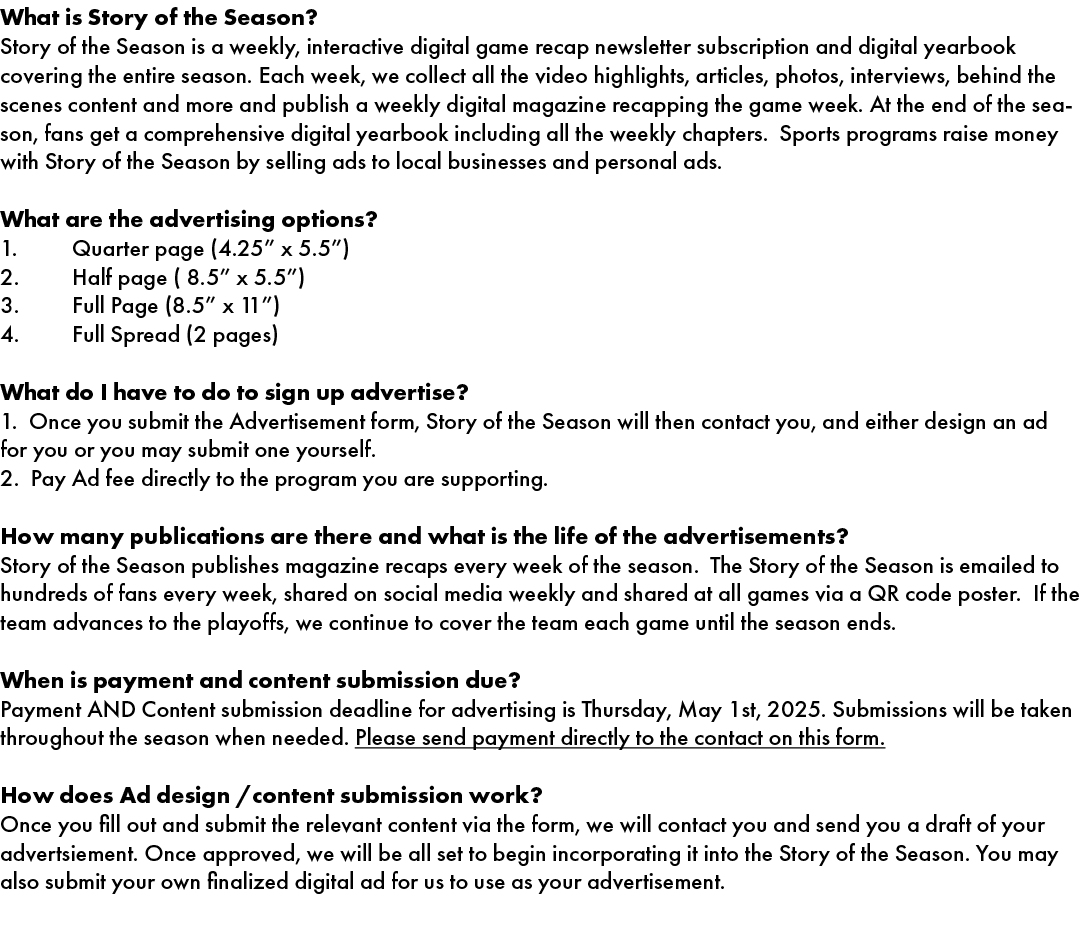 What is Story of the Season? Story of the Season is a weekly, interactive digital game recap newsletter subscription ...