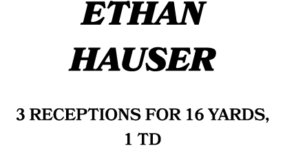 ETHAN HAUSER 3 receptions for 16 yards, 1 TD