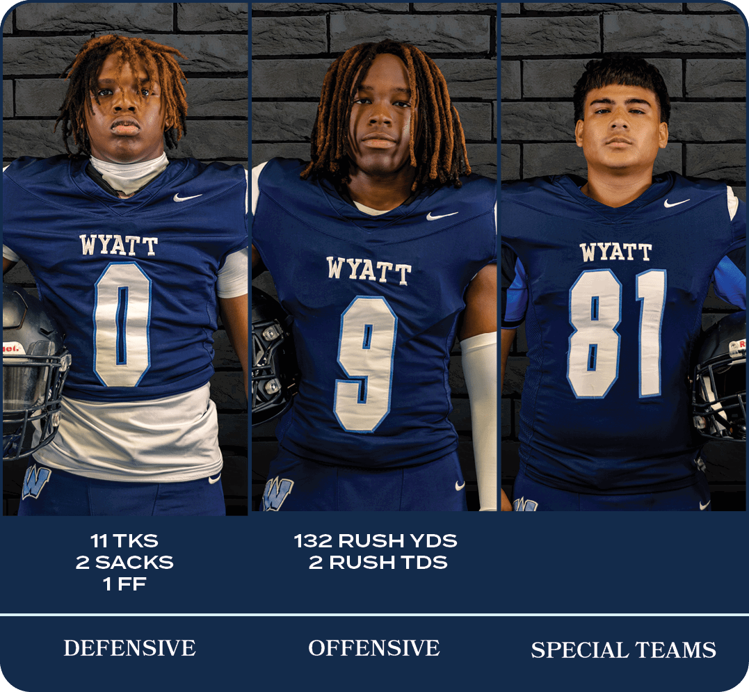,132 RUSH YDS 2 RUSH TDS ,11 TKS 2 SACKS 1 FF,SPECIAL TEAMS,DEFENSIVE,OFFENSIV