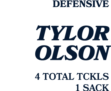 Defensive Tylor Olson 4 TOTAL TCKLS 1 SACK