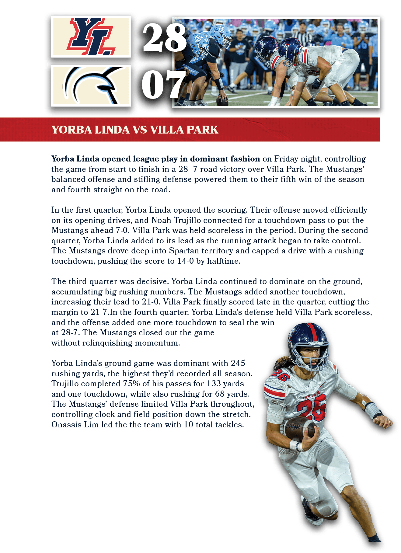 07,28,yorba linda vs villa park,Yorba Linda opened league play in dominant fashion on Friday night, controlling the g...