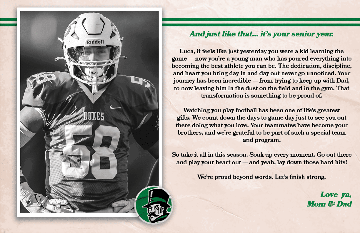 And just like that… it’s your senior year. Luca, it feels like just yesterday you were a kid learning the game — now ...
