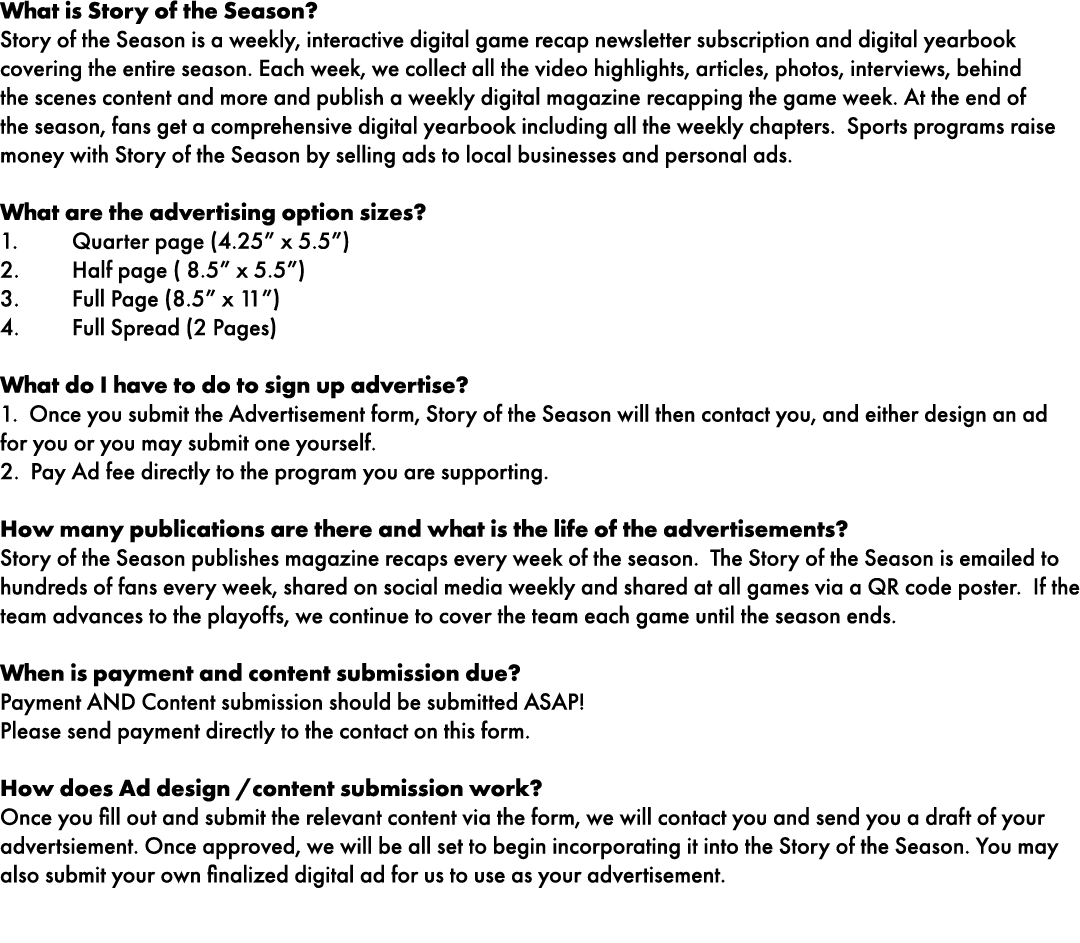What is Story of the Season? Story of the Season is a weekly, interactive digital game recap newsletter subscription ...