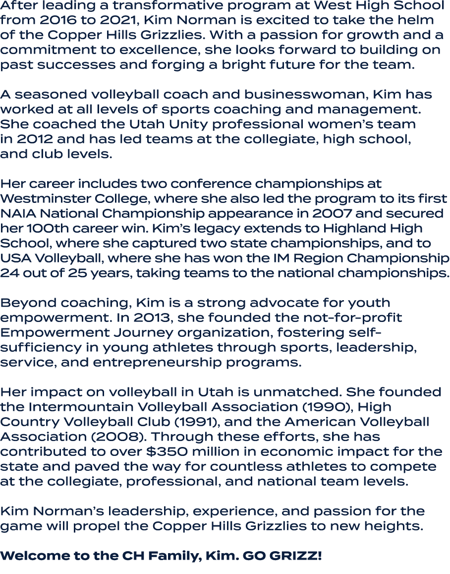 After leading a transformative program at West High School from 2016 to 2021, Kim Norman is excited to take the helm ...