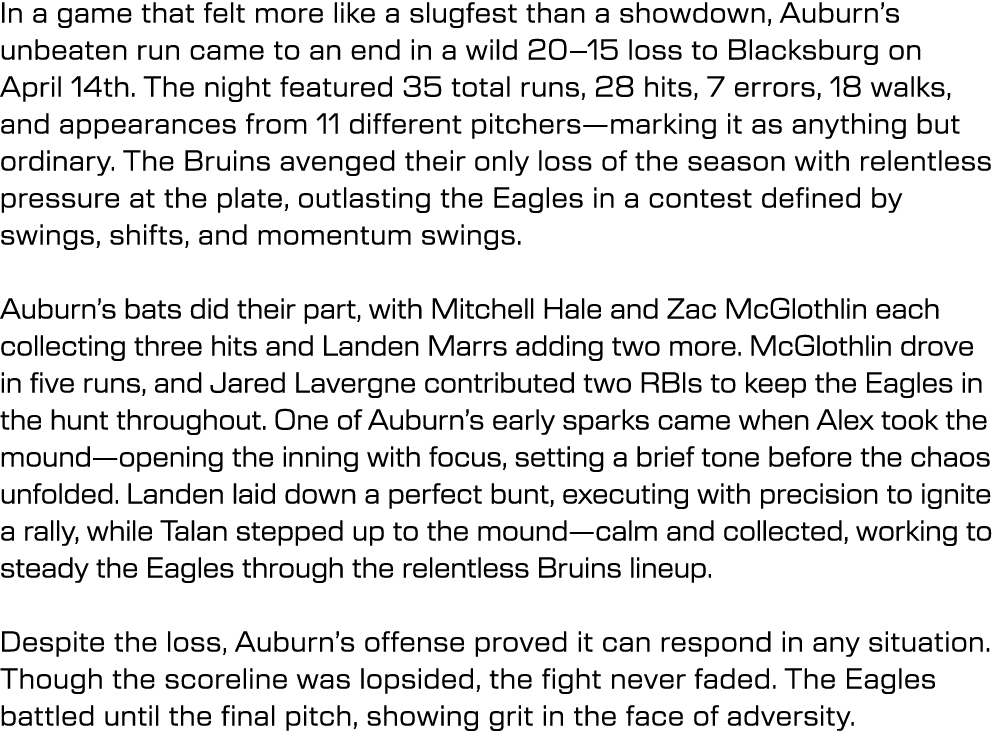 In a game that felt more like a slugfest than a showdown, Auburn’s unbeaten run came to an end in a wild 20–15 loss t...