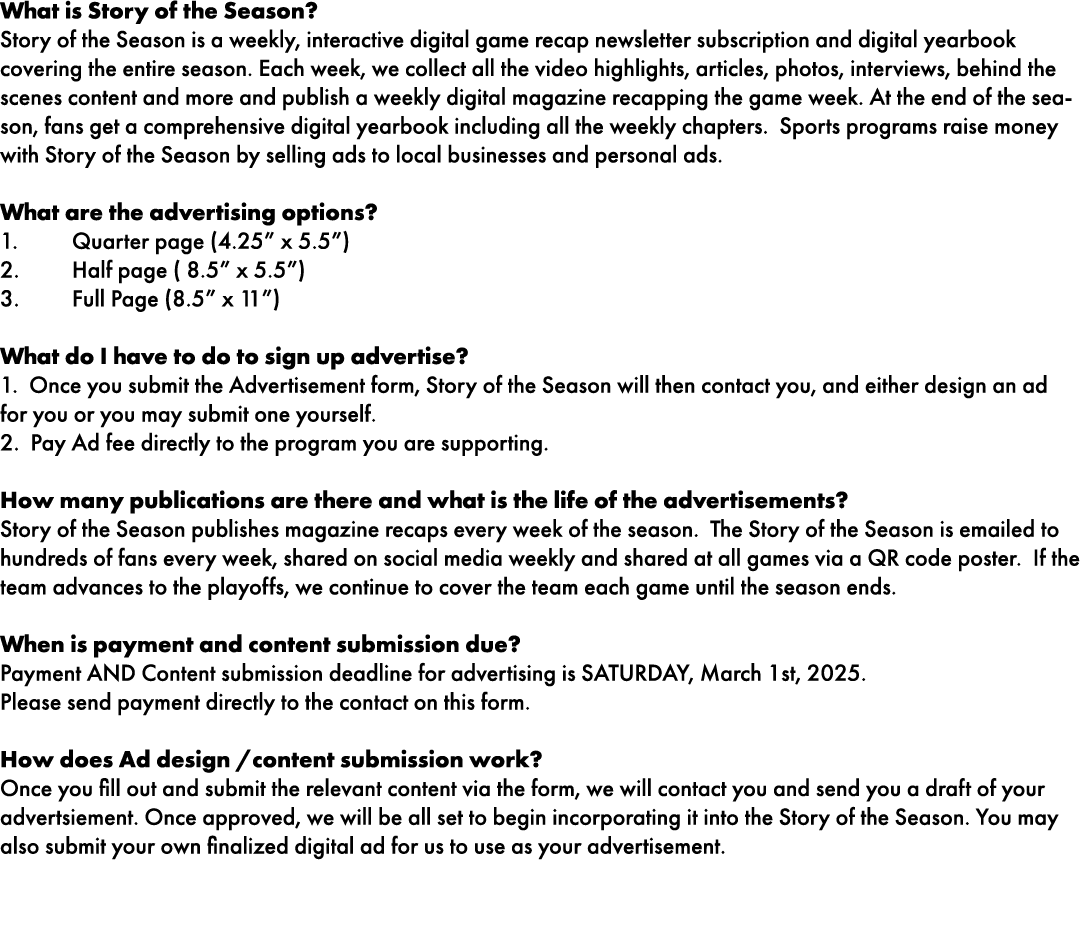 What is Story of the Season? Story of the Season is a weekly, interactive digital game recap newsletter subscription ...