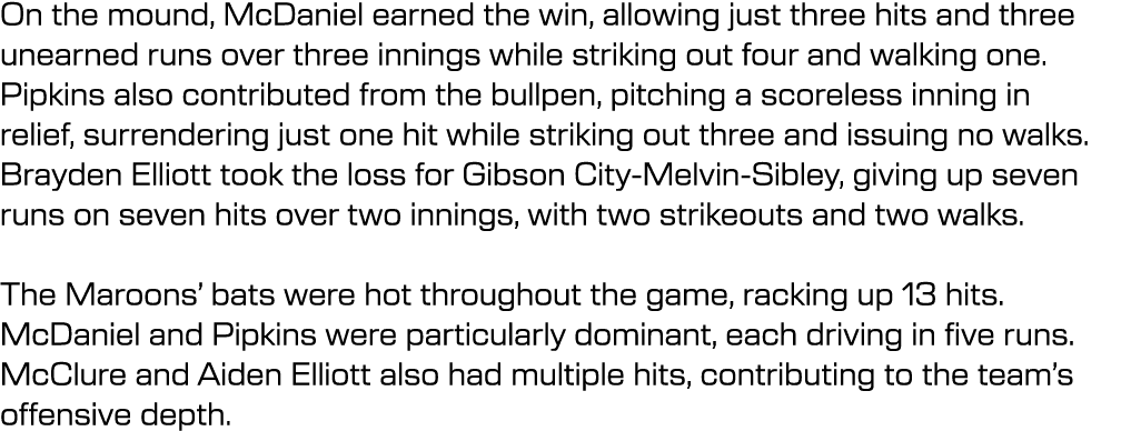 On the mound, McDaniel earned the win, allowing just three hits and three unearned runs over three innings while stri...