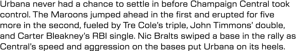 Urbana never had a chance to settle in before Champaign Central took control. The Maroons jumped ahead in the first a...