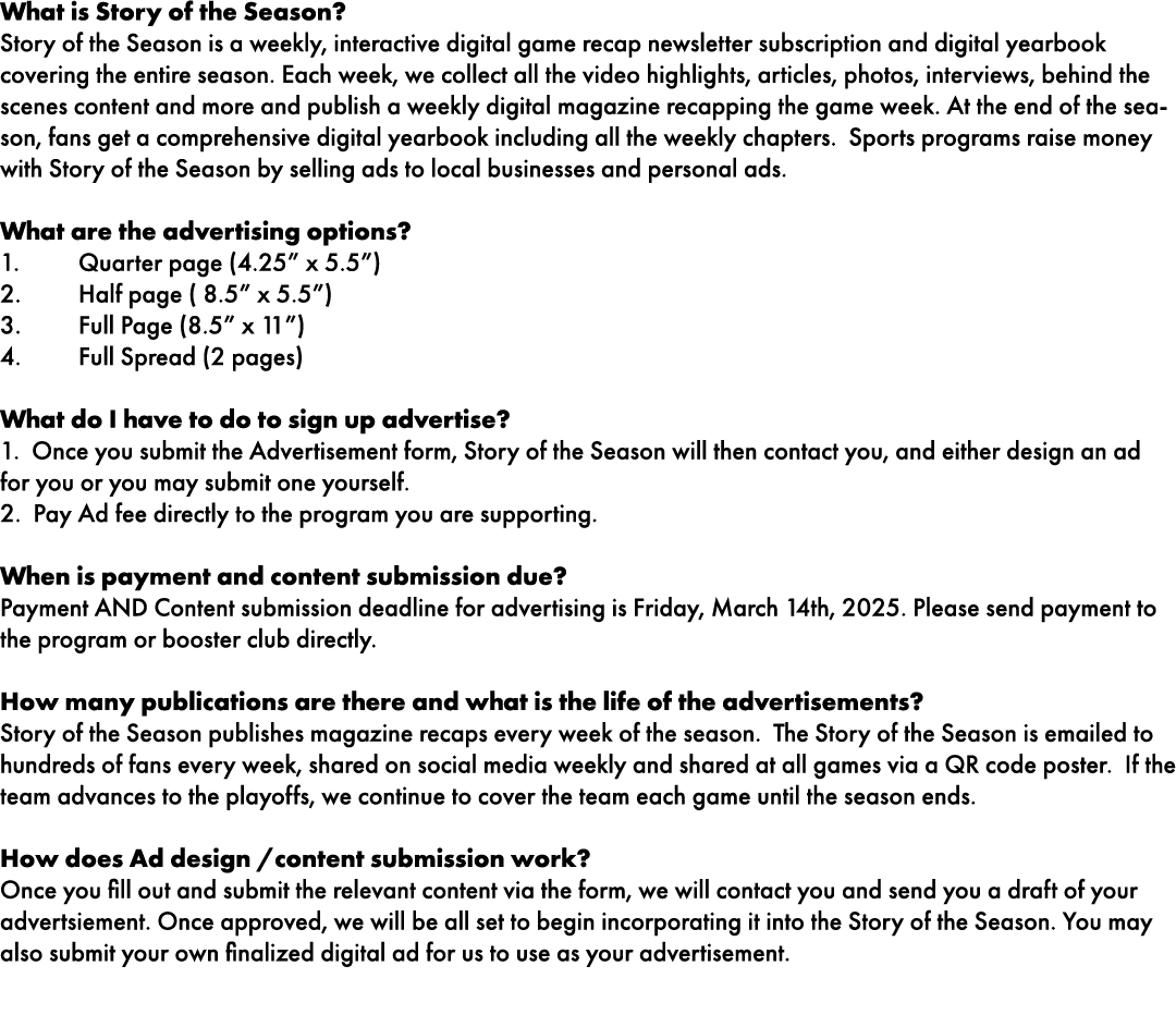What is Story of the Season? Story of the Season is a weekly, interactive digital game recap newsletter subscription ...