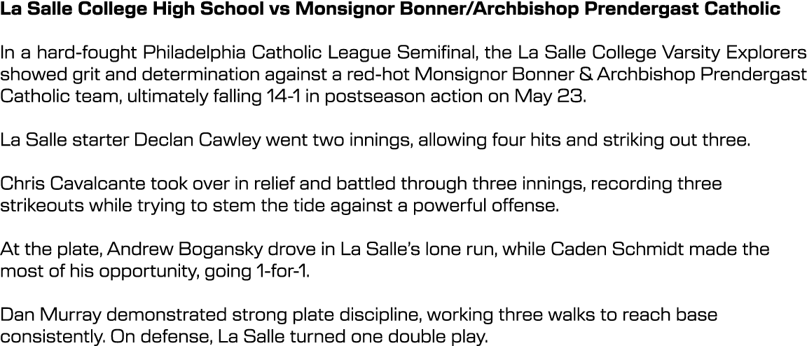 La Salle College High School vs Monsignor Bonner/Archbishop Prendergast Catholic In a hard fought Philadelphia Cathol...