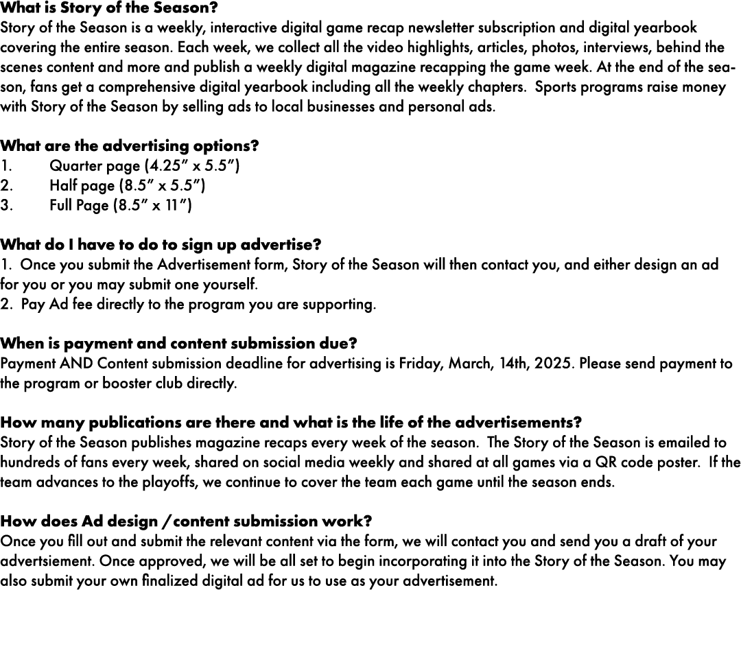 What is Story of the Season? Story of the Season is a weekly, interactive digital game recap newsletter subscription ...