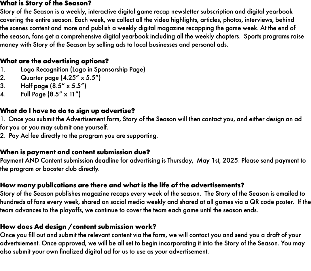 What is Story of the Season? Story of the Season is a weekly, interactive digital game recap newsletter subscription ...