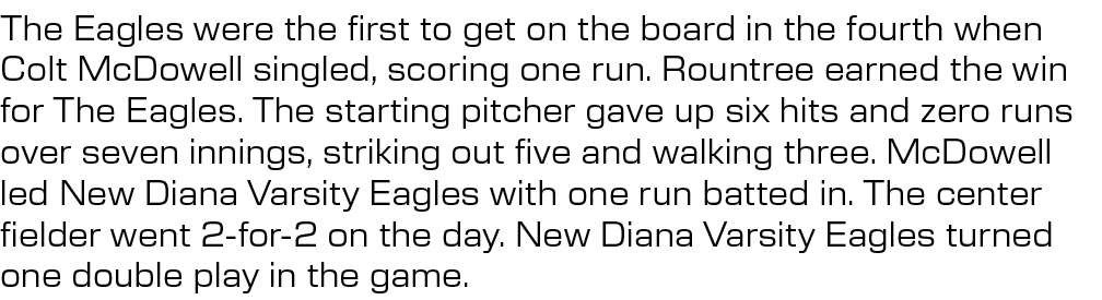 The Eagles were the first to get on the board in the fourth when Colt McDowell singled, scoring one run. Rountree ear...