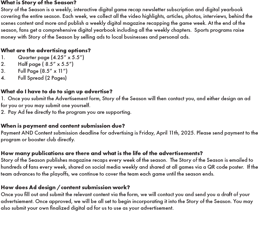 What is Story of the Season? Story of the Season is a weekly, interactive digital game recap newsletter subscription ...