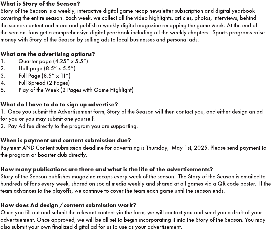 What is Story of the Season? Story of the Season is a weekly, interactive digital game recap newsletter subscription ...