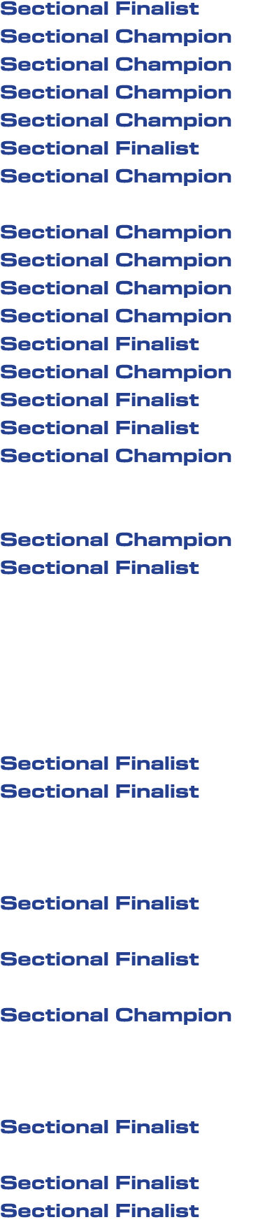 Sectional Finalist Sectional Champion Sectional Champion Sectional Champion Sectional Champion Sectional Finalist Sec...