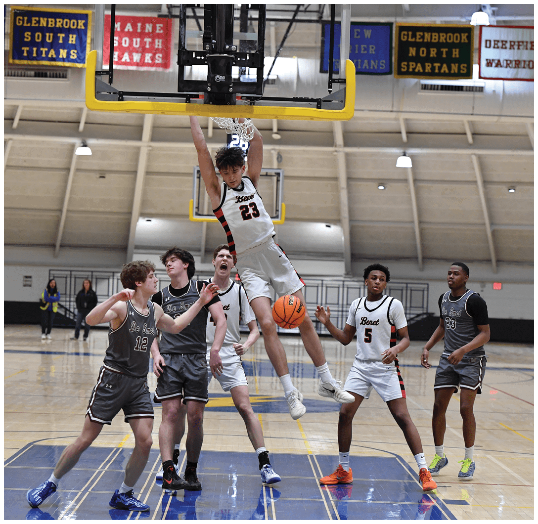 A group of basketball players on a court, with one player jumping to hit the ball. AI generated content