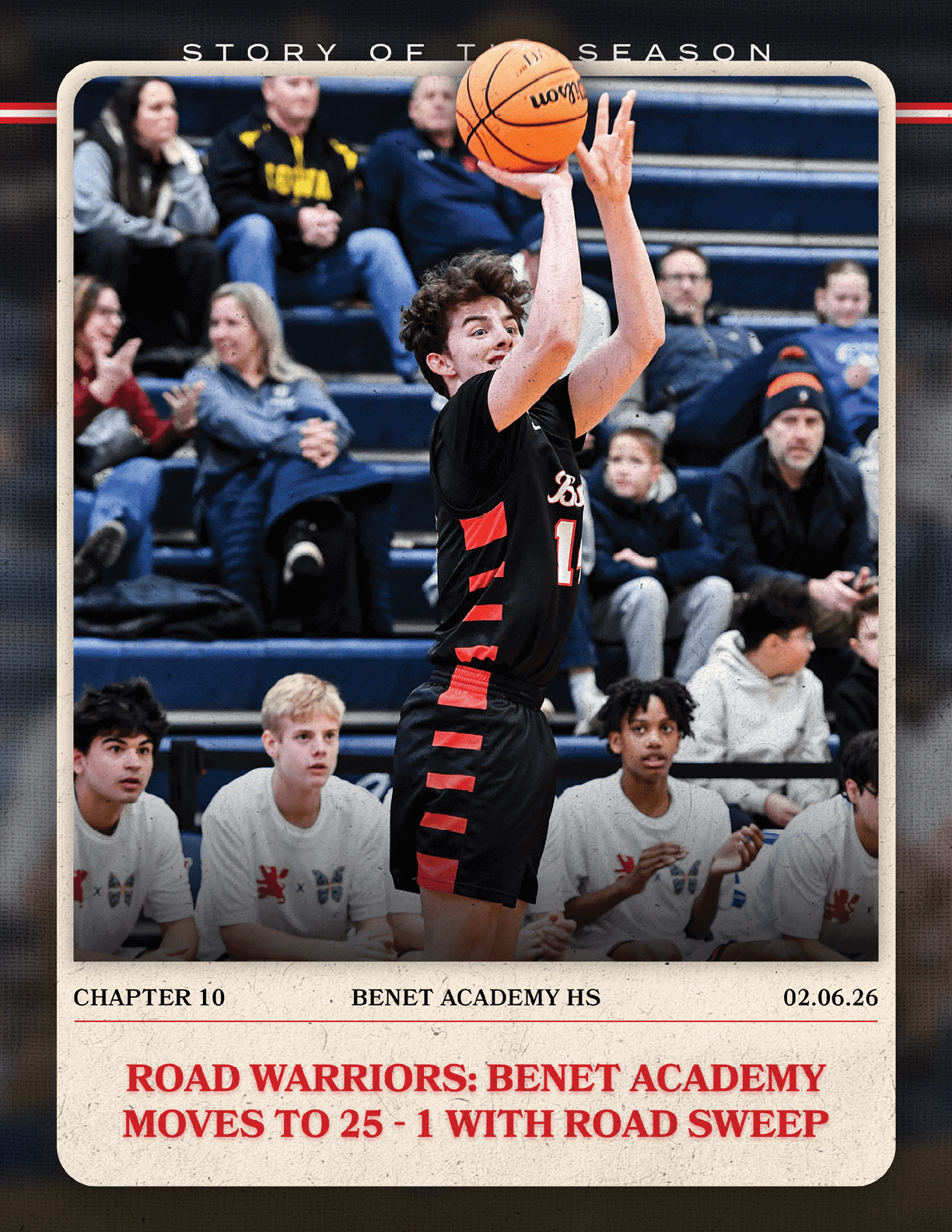 A basketball player in a black shirt and red shorts is holding a basketball in the air. AI generated content