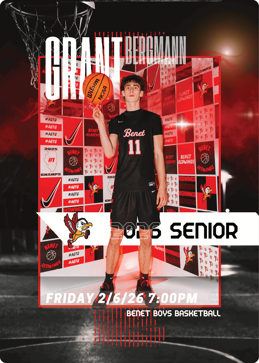 A young man wearing a basketball uniform stands in front of a red and white backdrop. AI generated content