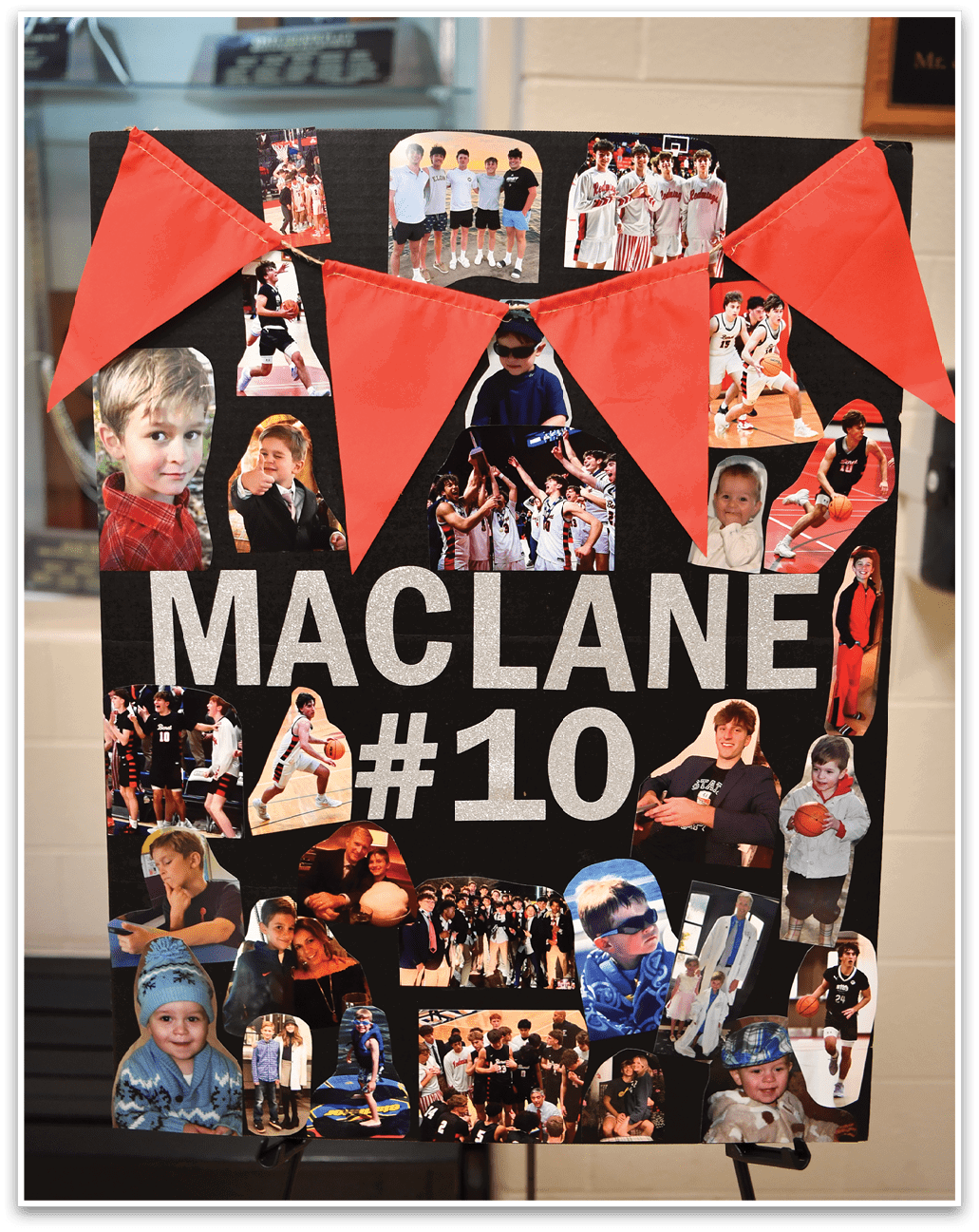 A display of photos and images of a person named MacLane. AI generated content