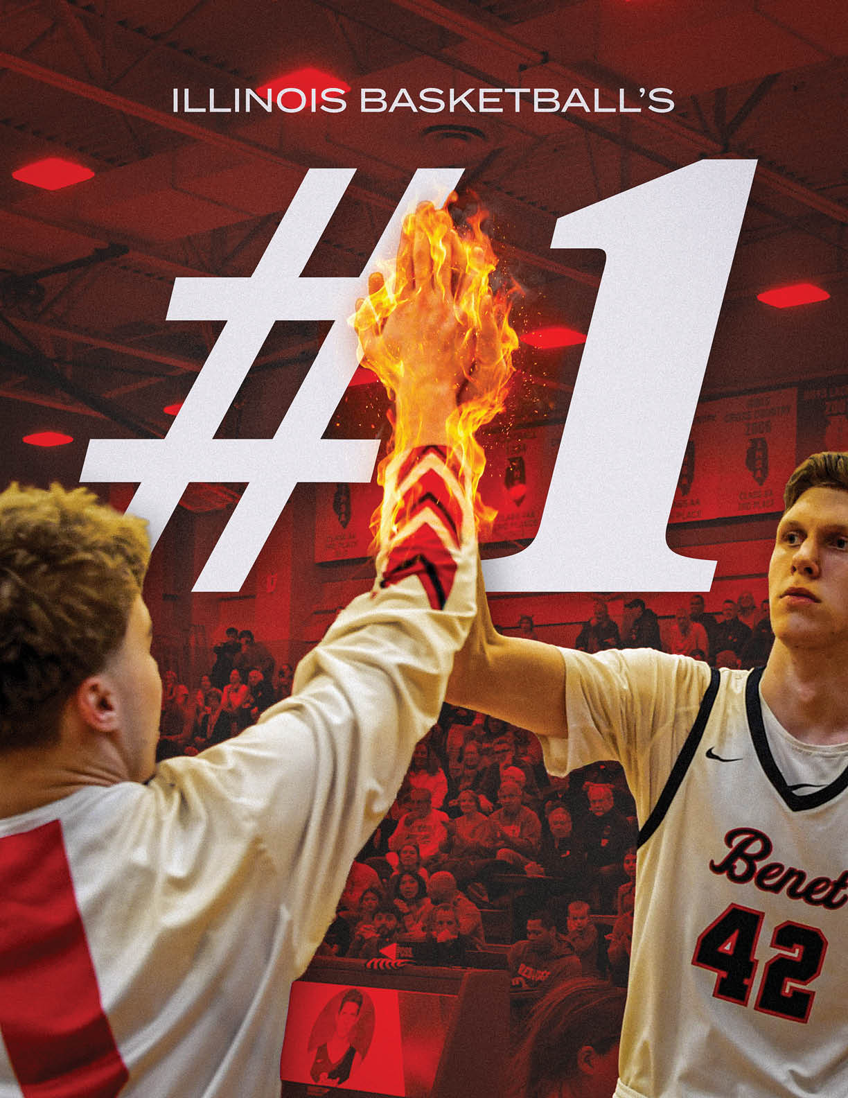 Two basketball players high five each other. AI generated content