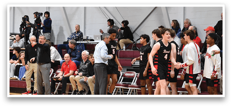 A group of people are standing on a basketball court, some of them wearing uniforms. AI generated content