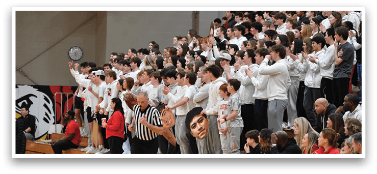 A group of people are sitting in the bleachers, watching a game. AI generated content