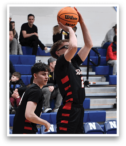 A basketball player is dribbling the ball while holding it in the air. AI generated content