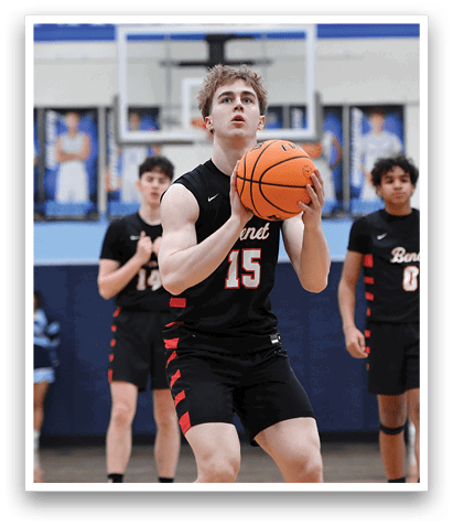 A basketball player with the number 15 on his jersey is holding a basketball on the court. AI generated content