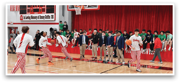 A group of people are playing basketball in a gym. AI generated content