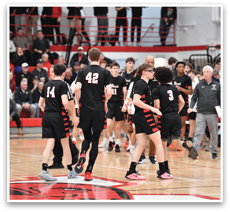 A group of young men are on a basketball court, celebrating their victory. AI generated content