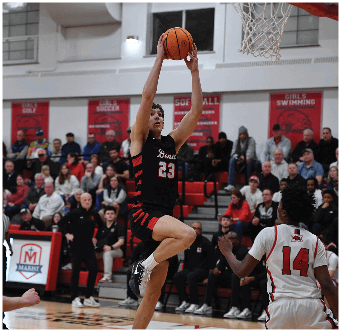 A basketball player is leaping in the air to grab the ball. AI generated content