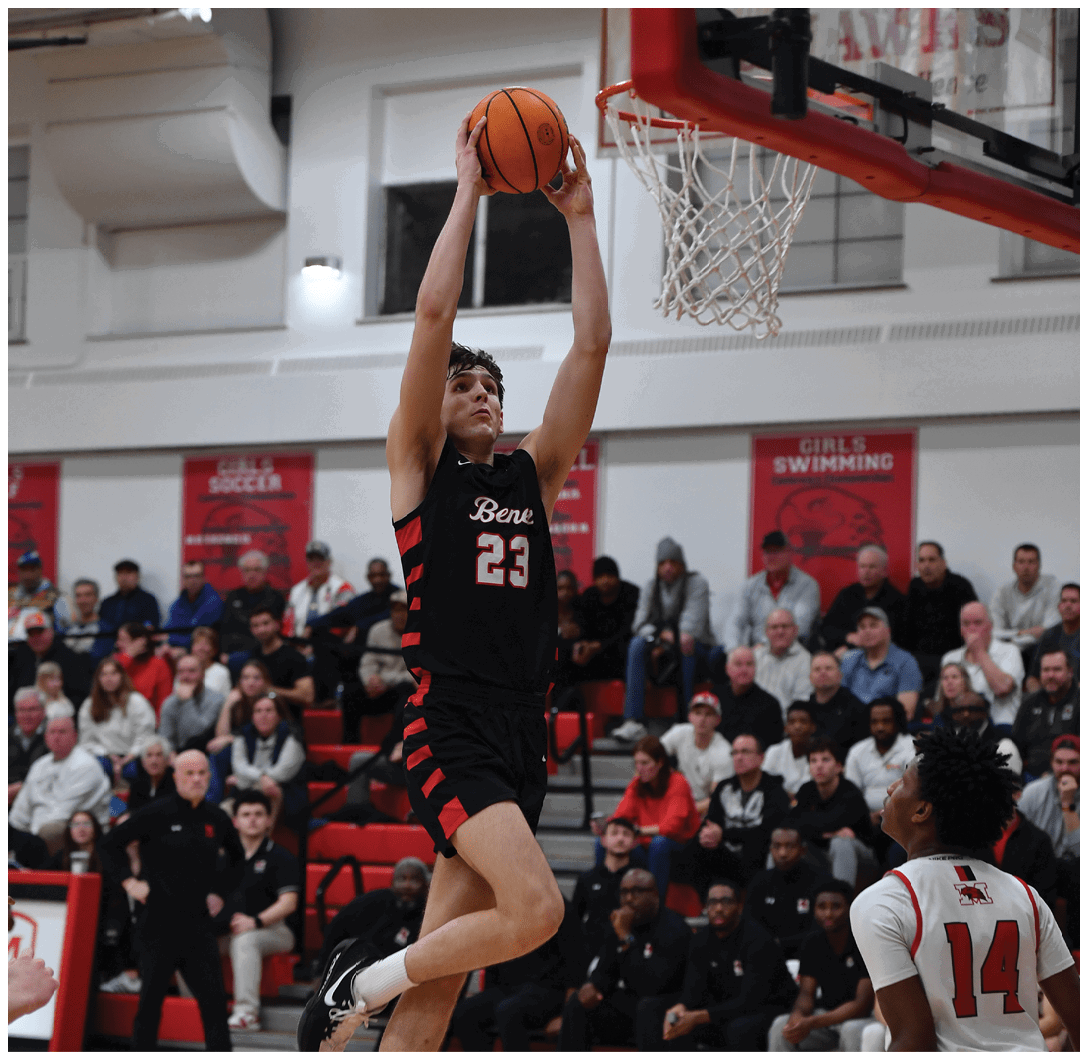 A basketball player leaps into the air to dunk the ball. AI generated content