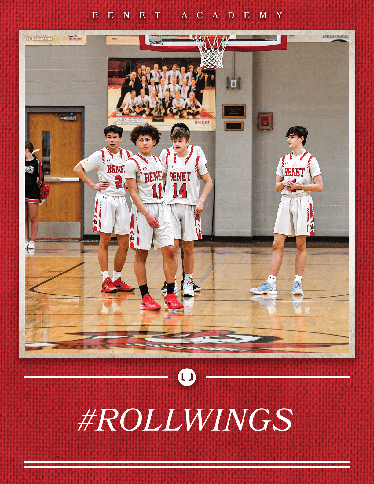 Basketball players from the East High School team are on the court. AI generated content