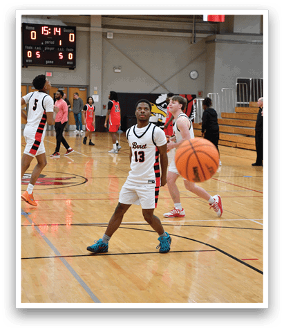 A group of people playing basketball in a gym. AI generated content