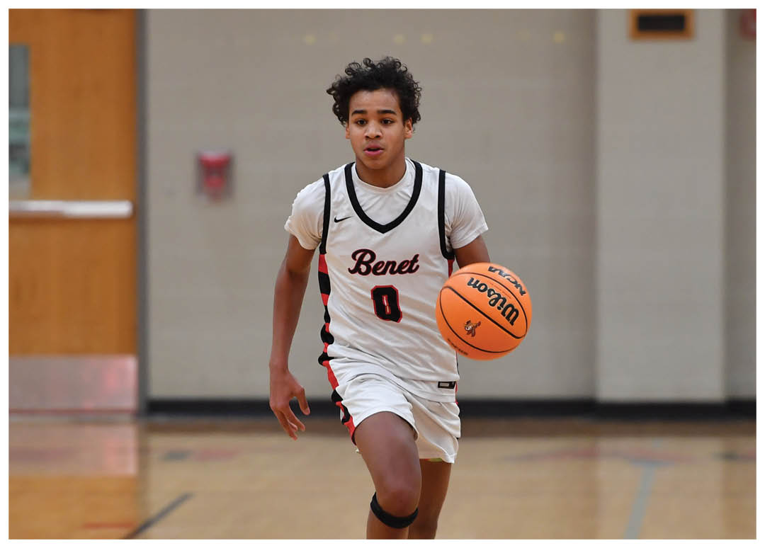 A boy in a basketball uniform is holding a basketball while running on a court. AI generated content