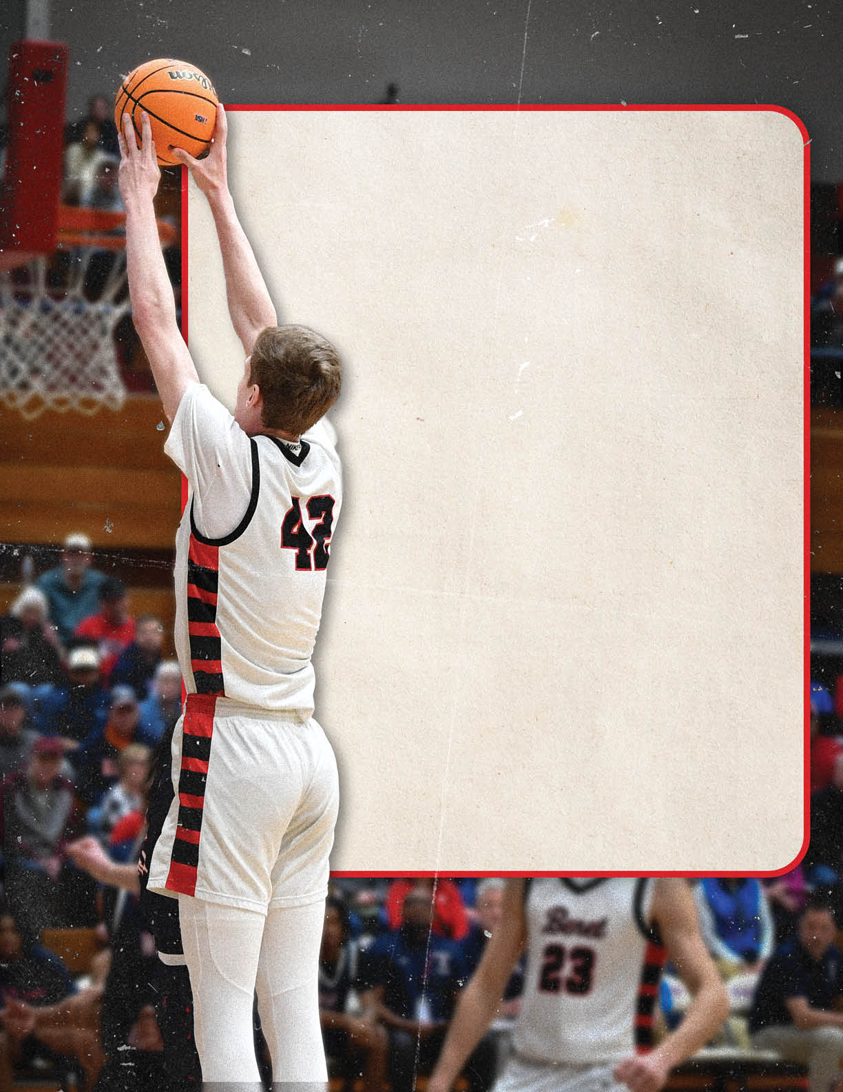 A basketball player is jumping to catch a basketball. AI generated content