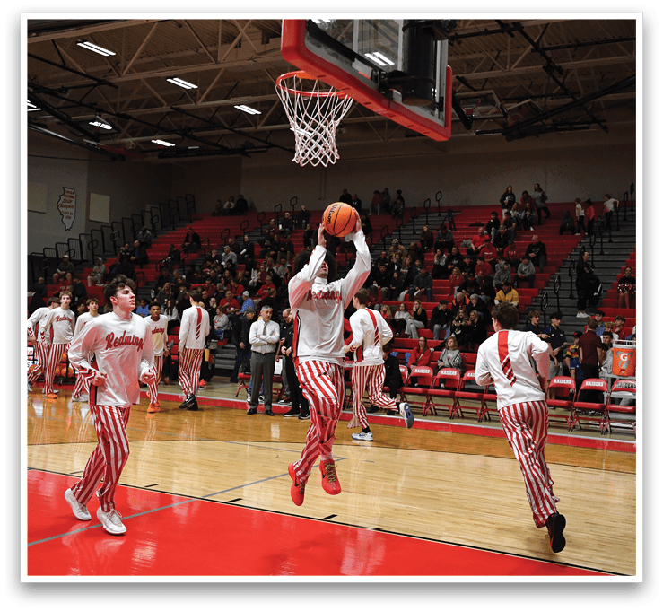 A basketball player is dunking the ball in a game. AI generated content